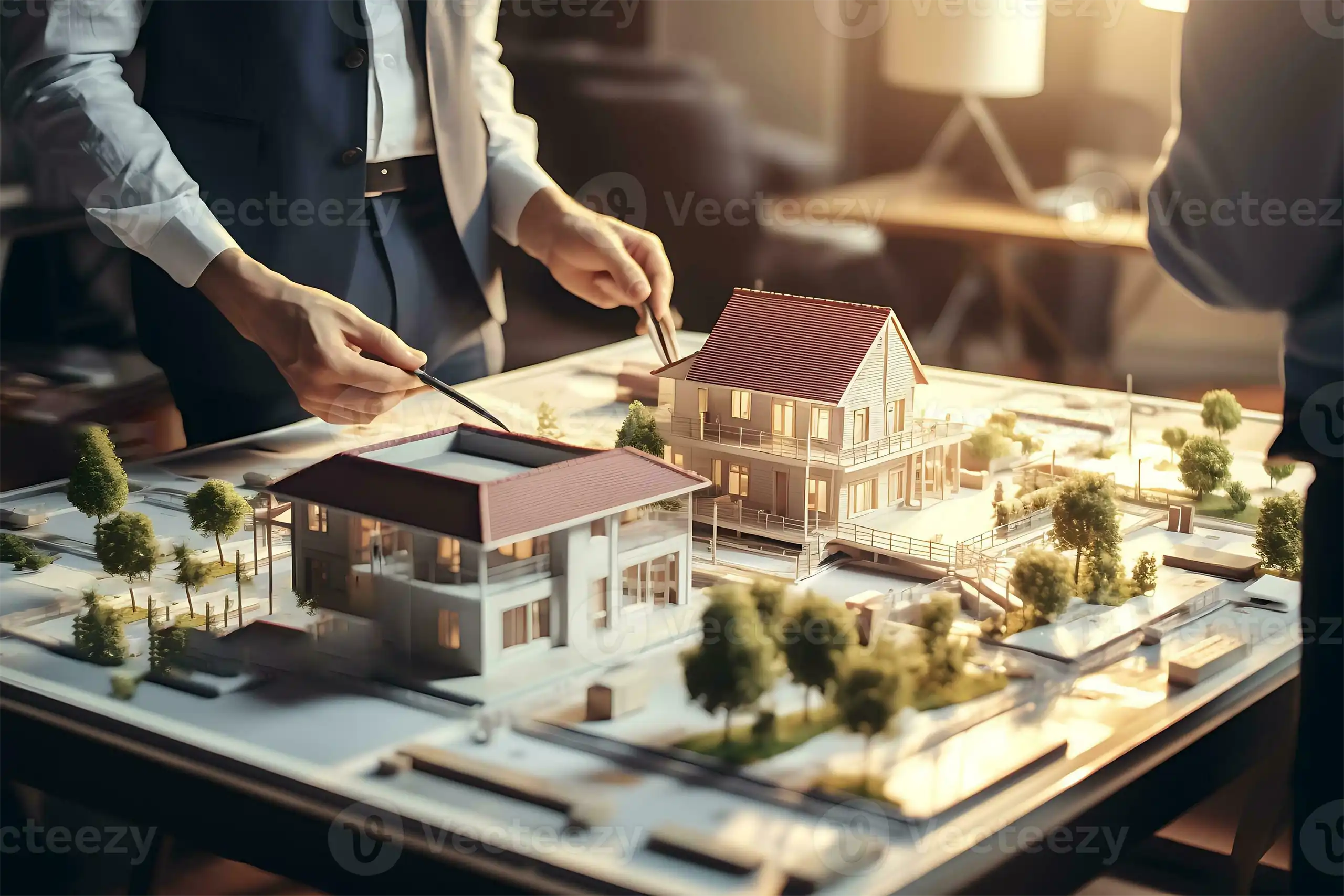 Real Estate Building Facade with Skyline View